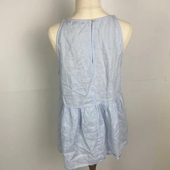 Sportsgirl Size 10 Women's Top Blouse 100% LINEN Blue Tank - Picture 5 of 9